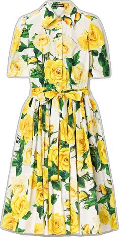 Designer Printed Summer Dresses, Designer Floral Print Dresses For Spring, Designer Cotton Dresses For Spring, Designer Cotton Spring Dresses, Designer Spring Daywear Dresses, Designer Summer Dresses For Daywear, Dolce Gabbana Belt, Net A Porter, Cotton Poplin