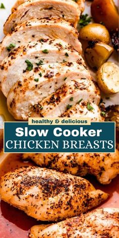 This Slow Cooker Chicken Breast recipe, combining a tasty mix of herbs and spices, offers a healthy, simple, and incredibly delicious way to enjoy juicy, tender, and flavorful chicken. Chicken Breast Crockpot Recipes, Crockpot Chicken Healthy, Crockpot Chicken Breast, Chicken Crockpot Recipes Easy, Easy Slow Cooker Chicken