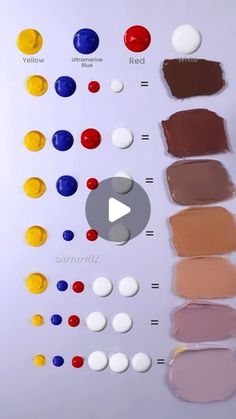 the different shades of paint are shown on a white surface with an arrow pointing to them