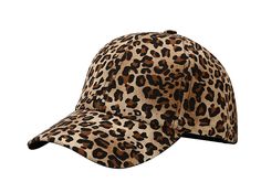 a leopard print baseball cap on a white background