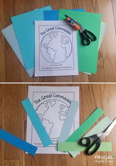 the paper is cut out and placed on top of each other to make an earth globe