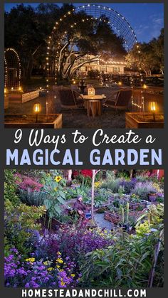 a garden with flowers and lights in the background, text reads 9 ways to create a magic