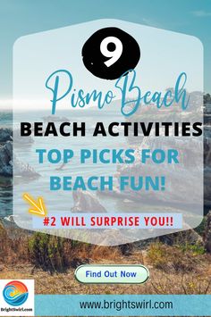 Embrace the beauty of Pismo Beach with our curated list of activities. Enjoy kayaking, paddle boating, and more while exploring California's stunning coastline. Perfect for a memorable beach day. Learn more at www.brightswirl.com! | beach activities | fun beach themed activities | beach towns