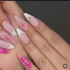 pink almond shape nails  #gelx #frenchtip Shape Nails, Almond Shape Nails, Almond Shape, Almond, Pink