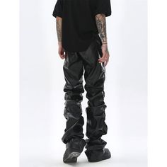 Niche Punk Pu Leather Pants  Material: PU  Size: S, M, L, XL Color: Black  Season: Spring, Fall,   Occasion: Leisure, Outdoor, Daily, Vacation,Fall Outfits Fall Outfits Pinterest, Streetwear Wardrobe, Hit Man, Man Outfit, Mid Waist Pants, Mens Leather Pants, Jumpsuit Men, Black Leather Pants, Punk Style