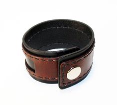 Everyday Black Leather Cuff Bracelet, Distressed Brown Leather Cuff Bracelet, Edgy Leather Cuff Bracelet, Adjustable Leather Punk Cuff Bracelet, Rustic Hand-tooled Leather Cuff Bracelet, Great Gifts For Women, Great Gifts For Men, Wrist Cuffs, Black Bracelets