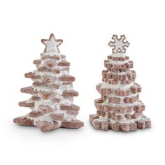 two small christmas trees made out of cookies