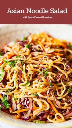 Spicy Peanut Dressing, Asian Salad Recipe, Asian Noodle Salad, Resep Pasta, Asian Noodle Recipes, Asian Noodle, Asian Salad, Asian Noodles