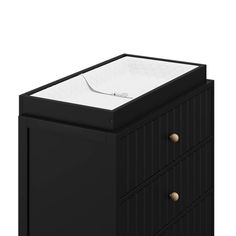 a black drawer with two drawers and a white top