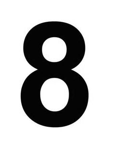 the number 8 is shown in black on a white background