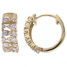 Make a stunning impression with these beautiful hoop LUXLE hoop earrings made with 14k gold and genuine diamonds. Make a stunning impression with these beautiful hoop LUXLE hoop earrings made with 14k gold and genuine diamonds. Nickel free Metal: 14k gold Backings: click-it Packaging: jewelry pouch and gift box Finish: polished Diameter: 0.53 in.DIAMOND DETAILS Total weight: 1/2 ct. Color grade: G-H Clarity: 11-12 Shape: round Setting: pave Diamond weights are approximate. Diamond Total Weights Dazzling Huggie Earrings For Formal Occasions, Dazzling Formal Huggie Hoop Earrings, Elegant Huggie Hoop Earrings With Prong Setting, Dazzling Huggie Earrings For Anniversary, Dazzling Diamond Cut Huggie Earrings, Yellow Gold Hoop Earrings With Brilliant Cut Cubic Zirconia, Dazzling Yellow Gold Hoop Earrings With Prong Setting, Dazzling Gold Hoop Earrings With Brilliant Cut, Elegant Brilliant Cut Hoop Huggie Earrings