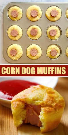 corn dog muffins in a muffin tin