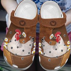 Lightweight construction with breathable mesh fabric provides a comfortable and flawless fit. Crock Shoes, Chicken Shoes, Croc Shoes, Crocs Crocband, Crocs Classic Clogs, Wooden Shoes, Clogs Shoes, Kids Prints, Custom Shoes