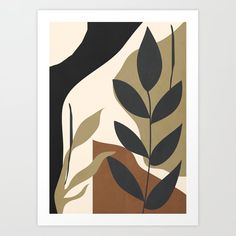 an art print with leaves on it