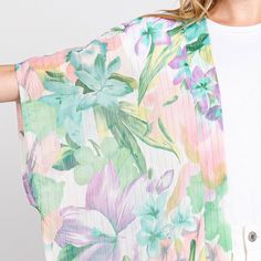 Size : 35" X 27.5" Material : 100% Polyester Cover Up Kimono, Green Floral Print, Lowest Price, Cover Up, Floral Print, On Sale, Floral Prints, Floral, Green