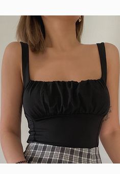 $29.90 - Cute dark black ruched crop top for ladies and women. Perfect for summer outfit. Ruched Fitted Tank Top For Summer, Summer Fitted Ruched Tank Top, Summer Ruched Fitted Tank Top, Fitted Ruched Crop Tank Top, Ruched Cotton Top For Fall, Fitted Cropped Ruched Tops, Cropped Fitted Ruched Top, Fall Cotton Ruched Top, Black Ruched Tank Top For Summer