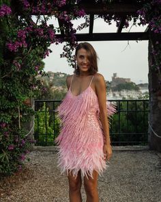 F00088988-303 Chique Outfit, Stitching Dresses, Panel Dress, Feather Dress, Suspender Dress, Asymmetrical Skirt, Pink Mini Dresses, Sequin Mini Dress, Homecoming Dress