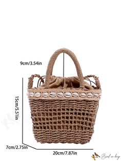 BirdinBag - Vacation-style Double Handled Mini Straw Bag with Hollow Out Detail Casual Handheld Bags With Top Carry Handle, Beige Pouch Bag With Handles, Vacation Pouch Bag With Top Carry Handle, Pouch Bags With Top Carry Handle For Vacation, Pouch Bag With Top Carry Handle For Vacation, Vacation Pouch Shoulder Bag With Top Carry Handle, Daily Use Bucket Satchel With Braided Handles, Beige Pouch Bag With Top Carry Handle, Casual Bucket Satchel With Top Carry Handle