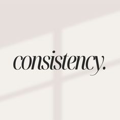 the word constency written in black on a white background