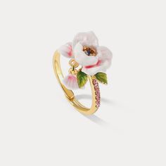 Pink Rose Ring Amazon Jewelry, Rose Bracelet, Rose Ring, Jewelry Lookbook, Enamel Ring, Flower Accessories, Enamel Paint, Nature Jewelry, Jewelry Inspo