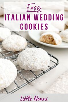 Looking for an easy, crowd-pleasing dessert? These Italian Wedding Cookies are melt-in-your-mouth delicious! Made with just 5 simple ingredients and coated in powdered sugar, they’re perfect for potlucks, dessert tables, or just a sweet treat with your coffee or tea. Save now and get ready to bake up some Italian magic! Wedding Cookies Recipe, Soft Ginger Cookies, Italian Wedding Cookies, Almonds Recipe, Italian Cookie, Cookie Bites, Italian Christmas Cookies, Mexican Wedding Cookies, Italian Cookie Recipes