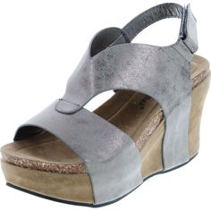 Pierre Dumas Hester-6 Pewter Steel Womens Sandals 9 New Silver Sandals With Cushioned Footbed In Synthetic Material, Silver Sandals With Cushioned Footbed, Silver Synthetic Sandals With Cushioned Footbed, Silver Sandals With Heel Strap And Round Toe, Gray Leather Slip-on Sandals, Silver Leather Sandals With Leather Footbed, Silver Slip-on Sandals With Leather Footbed, Silver Wedge Heel Sandals With Removable Insole, Silver Synthetic Round Toe Wedge Sandals