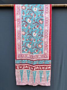 Scarf, flower medallion motif on silk, batik tulis, hand-drawn batik Cirebon, West Java, Indonesia.