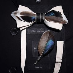 The Gatsby - White - Jack and Miles Enchanted Forest Dance, Royal Blue Accessories, Groom And Best Man, Birds In Winter, Feather Symbolism, Feather Bow Ties, Mens Bowtie, Mens Neckwear, Men's Brooch