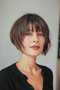 Choppy Bob Hairstyles With Bangs, Very Short Bangs, Short Layered Bob Hairstyles, Short Shag Hairstyles, Short Brown Hair, Choppy Bob Hairstyles, Bob Haircut With Bangs, Short Hair Trends, Short Grey Hair