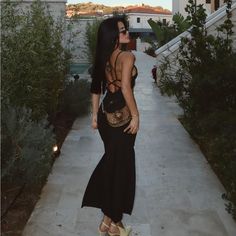 Large(Runs Small) New Black Backless Maxi Dress For Spring, Chic Black Long Backless Dress, Long Black Backless Party Dress, Black Long Backless Dress For Party, Chic Black Backless Long Dress, Black Long Backless Dress For Summer, Black Long Backless Summer Dress, Black Backless Maxi Dress For Date Night, Black Long Backless Dress For Night Out