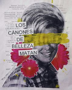 an image of a woman's face with flowers in her hair and the words los canones de beleza mata on it