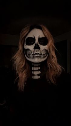 How To Do Easy Skull Makeup For Halloween | Go For Kady Skull Face Makeup Halloween, Black And White Skull Makeup, Pretty Skull Makeup Halloween, Step By Step Skeleton Makeup, Hallowe’en Makeup, Easy Grim Reaper Makeup, Goth Skeleton Makeup, Skull Face Paint Women, Women’s Skeleton Makeup