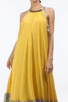 Shop for Nikasha Yellow Halter Maxi Dress for Women Online at Aza Fashions Dress With Flounce, Maxi Dress For Women, Halter Maxi Dress, Maxi Dress Online, Halter Maxi, Halter Maxi Dresses, Dress For Women, Womens Maxi Dresses, Yellow Dress