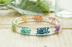 Bangle Stacking, Rainbow Laces, Magical Rainbow, Rainbow Flower, Resin Bangles, Bubble Necklaces, Real Flower Jewelry, Fairy Necklace, Bangles Making