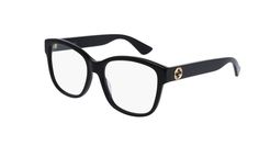 Gucci GG0038ON 001 Black Soft Square Women's Eyeglasses. Frame Details: Model    Gucci GG0038ON 001 Lens Color Clear Lens Effect None Front Color   Black Temple Color     Black Measurements 54/17/140 RX- Able Comes With Authentic Case, And Cleaning Cloth For Gucci GG0038ON Eyeglasses. Model Gucci, Gucci Frames, Women's Eyeglasses, Cute Glasses, Eyeglasses For Women, Square Frames, Cleaning Cloth, Sunglasses Accessories, Women's Accessories