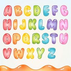 the letters and numbers are made up of jelly like shapes, with different colors on them