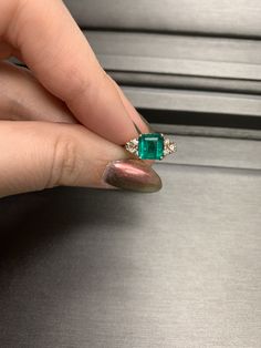 Metal: 14 karat yellow gold Main Stone: Natural Fine Emerald 1.80 carat Square Emerald Faceted Origin, Columbia Side Stones: 6 Natural Diamonds .25 carat GH/VS Size: 5.5, Can be Resized by most jewelers with a LASER Welder only. (contact your local jeweler) Vintage: 90s Great Mother's Day gift idea for the mom who loves jewelry and has it all Luxury Diamond Ring With Emerald Accent Stones, 14k Gold Emerald Ring With Princess And Brilliant Cut, Gia Certified Baguette Cut Emerald Ring In 14k Gold, Gia Certified Yellow Gold Jewelry For Proposal, Gia Certified Asscher Cut Yellow Gold Ring, Luxury Emerald Jewelry For Proposal, Dazzling Diamond Emerald Ring With Accent Stones, Dazzling Emerald Ring With Diamond Accent Stones, Luxury Yellow Gold Emerald Ring With Diamond