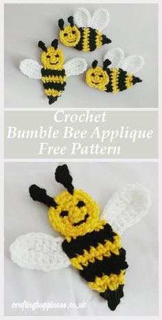 crochet bumble bee applique free pattern