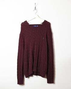 Label size XX-Large Recommended size X-Large How it fits Oversized Pit to pit 26″ Shoulder to bottom 29″ Flaws Photos show marks if any Material Cotton Era 10s+ Colour Maroon Knitted Sweatshirt, Skater Aesthetic, Tracksuit Tops, Knit Sweatshirt, Rugby Shirt, Short Shirts, Label Sizes, Hooded Jacket, Cable Knit