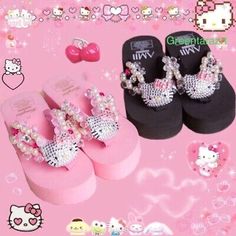 Soft Flip Flops, Y2k Heels, Flip Flops Women, Hello Kitty Gifts, Hello Kitty Shoes, Flip Flops Style, Girl Beach, Funky Shoes, High Heel Slippers