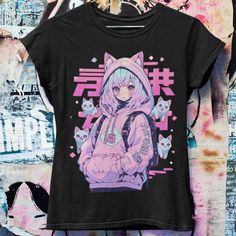 Kawaii Closet, Pastel Goth Anime, Anime Pastel, Unique Crop Tops, Gothic Cat, Goth Anime, Streetwear Japanese, Lover Girl, Pastel Goth Fashion