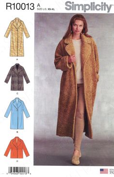 Simplicity Sewing Pattern 8700 Misses' Jacket with Options for Design Hacking Sewing Pattern - Size XS-XL Uncut and in Factory Folded Coat Pattern Sewing, Jacket Pattern Sewing, Wrap Coat, Simplicity Sewing, Coat Patterns, Burda Style, Stylish Jackets, Oversized Coat, Simplicity Sewing Patterns