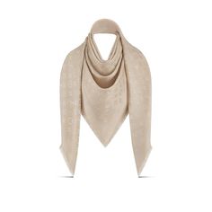 LOUIS VUITTON® - Monogram Classic Shawl - Ivory Louis Vuitton Scarf, Monogrammed Scarf, Pink Shawl, Spring Sandals, Mens Casual Dress Outfits, Monogram Pattern, Airport Fashion, Leather Denim, Louis Vuitton Official