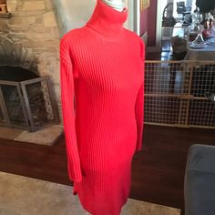 Nwt Size S/P Red Ann Taylor Loft Sweater Dress Chic Red Fitted Sweater Dress, Fitted Red Sweater Dress For Winter, Chic Red Mini Sweater Dress, Casual Red Sweater Dress For Winter, Red Ribbed Sweater Dress For Fall, Red Sweater Dress For Fall, Red Ribbed Sweater Dress For Winter, Red Spring Sweater Dress, Red Long Sleeve Fitted Sweater Dress