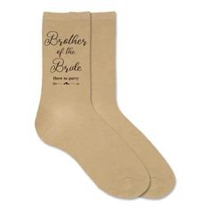 These non-custom wedding socks for the brother of the bride are a fun accessory to wear on the big day. These cotton socks are printed with the brother of the bride wedding role, stylized with a funny quote to go along with it. A practical gift idea your wedding party will love! - Sock options - Large fits men's shoe size 8-12, Medium fits pre-teen and men's shoe size 5-7, Extended fits a shoe size 13-15 - Cotton/Nylon blend socks available in assorted colors - Machine wash warm, tumble dry. Do Groom Duties, Brother Of The Groom, Brother Of The Bride, Groom Socks, Father Of The Groom, Wedding Roles, Wedding Socks, Navy Flats, Tan Flats