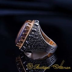 Royal Collection Rare Yemeni Aqeeq Silver Ring No:14 | Boutique Ottoman Exclusive Men Ring, Ring Crafts, Exclusive Jewelry, Agate Stone, Rhodium Plated, Ring Designs, Jewelry Shop, Silver Ring, Ottoman