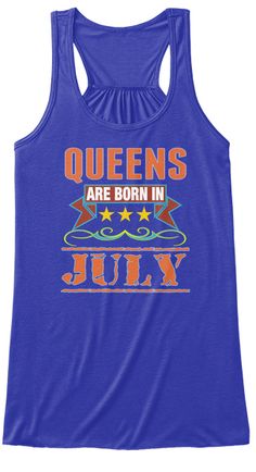 the queens are born in july tank top is purple with orange and blue stars on it