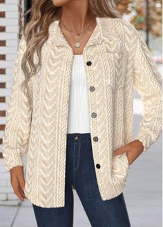 Color:Beige;Size:S;Size:M;Size:L;Size:XL;Size:XXL;Package Contents:1 X Coat;Occasion:Other;Style:Casual; Collared Beige Cardigan With Button Closure, Beige Collared Cardigan With Buttons, Floral Dress Outfit Summer, Elegant Dresses Plus Size, Pie Bites, Drawer Organization, Beige Long Sleeve, Swimwear Suits, Long Sleeve Coat