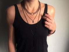 "Black coin women's necklace, black chain disk pendant, matte black necklace, rocker pendant, grunge style necklace, minimal black necklace Welcome to my shop! ✈️ DHL EXPRESS SHIPPING AVAILABLE, 1-3 BUSINESS DAYS DELIVERY! ✔️ PLEASE MAKE SURE TO SELECT IT, RIGHT BEFORE YOUR PURCHASE! ❗️ ❗️ DON'T FORGET TO ADD YOUR CELL # AT THE \"NOTE TO SELLER\" SECTION IF YOU CHOOSE DHL! BY FILLING YOUR CELL NUMBER YOU EARN THE BENEFIT TO CHOOSE BETWEEN 6 DIFFERENT DELIVERY OPTIONS! INSTRUCTIONS WILL BE SENT T Edgy Black Chain Necklace For Gifts, Black Grunge Necklace With Adjustable Chain, Everyday Black Metal Necklace, Black Chain Necklaces For Layering, Black Everyday Chain Necklace, Everyday Black Chain Necklace, Edgy Black Everyday Jewelry, Minimalist Black Chain Choker Necklace, Trendy Black Necklaces Suitable For Layering