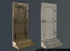 two different doors and steps are shown in this image